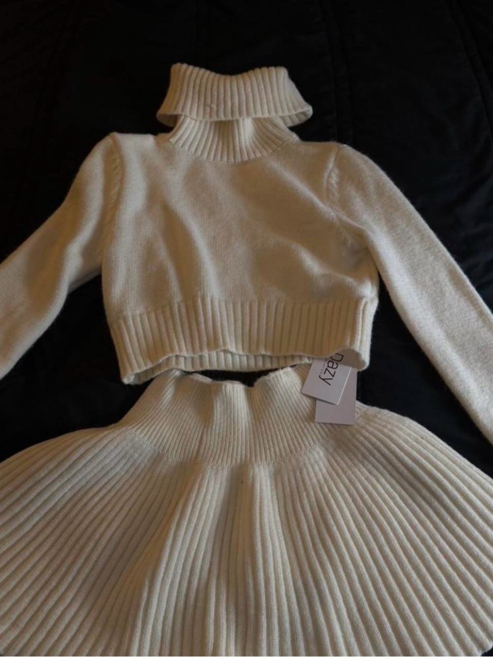 Cozy Cream Turtleneck Sweater & Skirt Set - Women's Knit Set